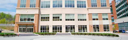 Exterior entrance of County Campus Metro Center at Owings Mills.