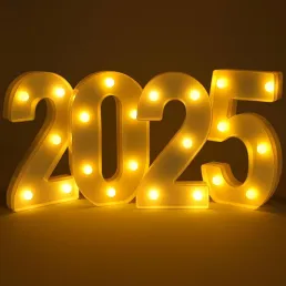 The numbers 2025 as three-dimensional with lights 