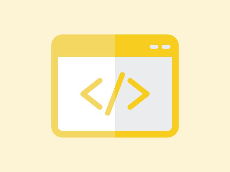 Illustration of a javascript icon with brackets