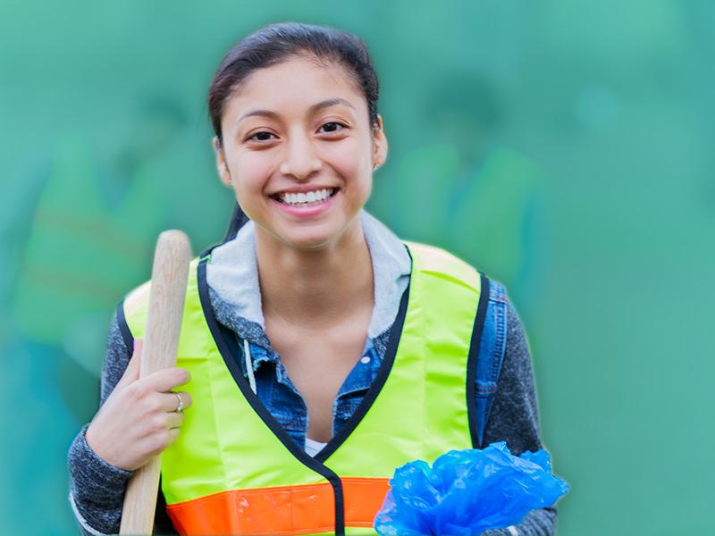 Photo of a teen girl working during a service learning project