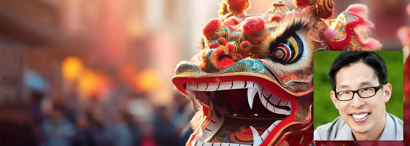 a chinese dragon and author Gene Luen Yang