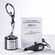 An example engraver kit with engraver pen, booklet and award.