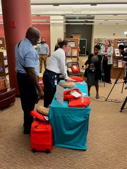 The CPR display table and staff.